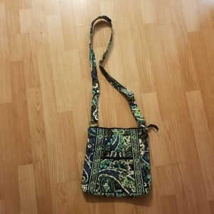 Vera Bradley Crossbody Bag Purse Green and Black